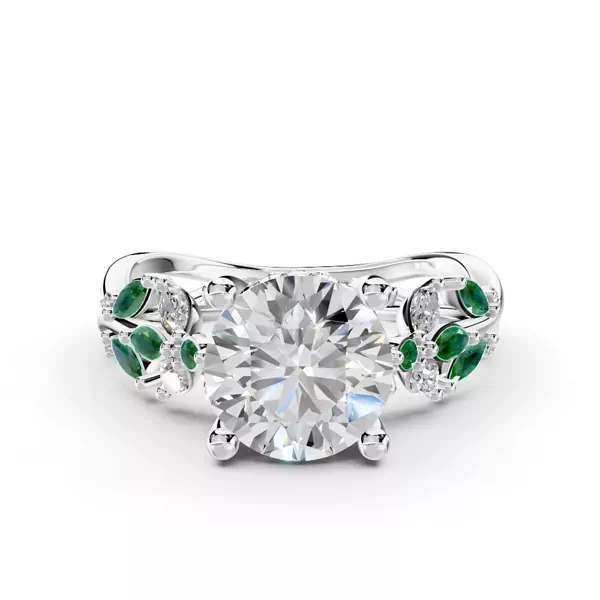 Butterfly And Bee Vine Twist Lab Emerald Engagement Ring