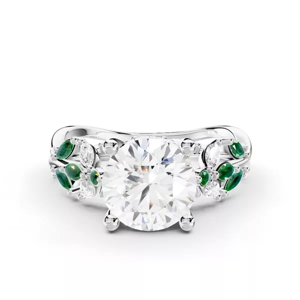 Butterfly And Bee Vine Twist Lab Emerald Ring