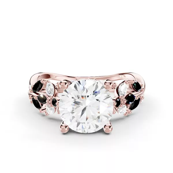 Butterfly And Bee Vine Twist Black Diamond Ring