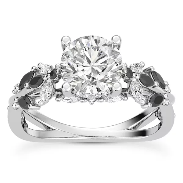 Butterfly And Bee Vine Twist Black Diamond Engagement Ring