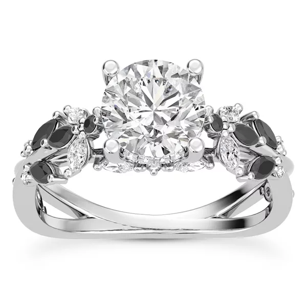 Butterfly And Bee Vine Twist Black Diamond Ring