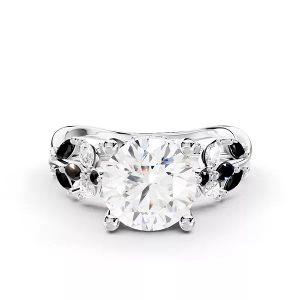 Butterfly And Bee Vine Twist Black Diamond Ring