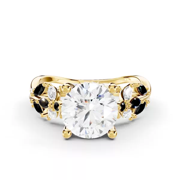 Butterfly And Bee Vine Twist Black Diamond Ring