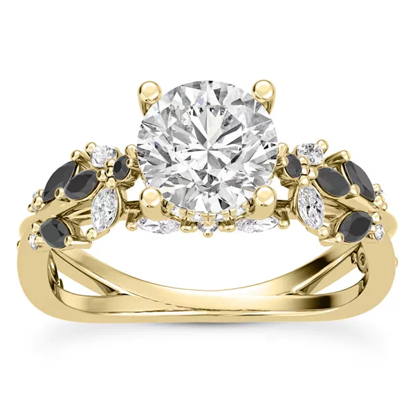 Butterfly And Bee Vine Twist Black Diamond Ring