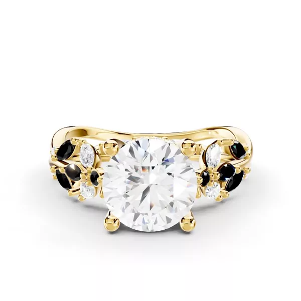 Butterfly And Bee Vine Twist Black Diamond Ring