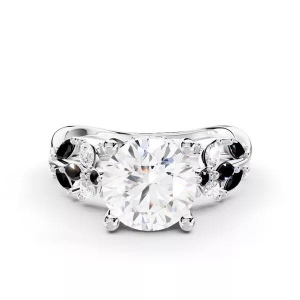 Butterfly And Bee Vine Twist Black Diamond Ring
