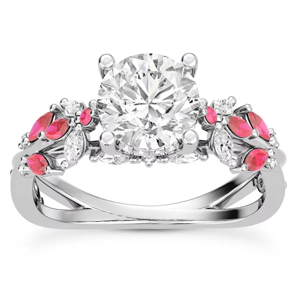 Butterfly And Bee Vine Twist Lab Ruby Engagement Ring