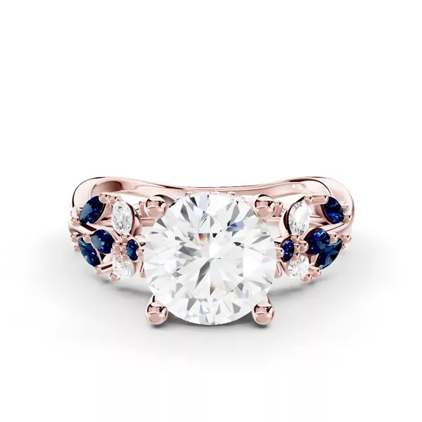 Butterfly And Bee Vine Twist Lab Sapphire Ring