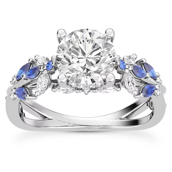 Butterfly And Bee Vine Twist Lab Sapphire Engagement Ring