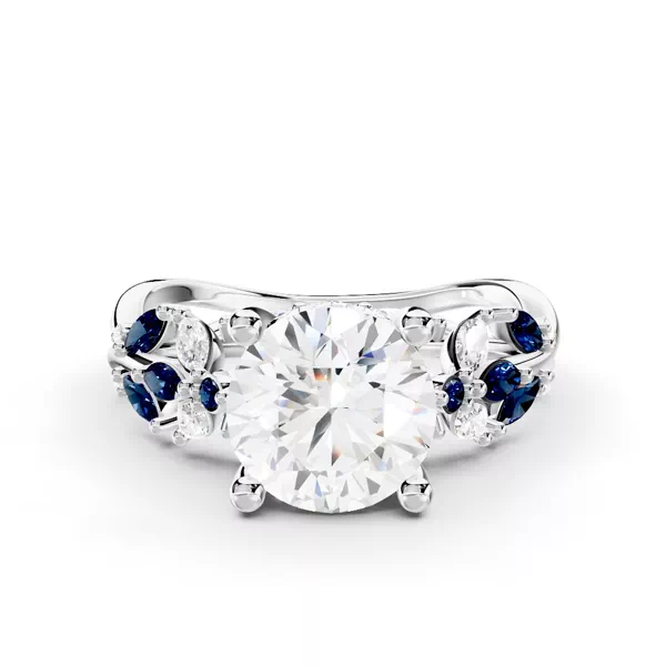 Butterfly And Bee Vine Twist Lab Sapphire Ring