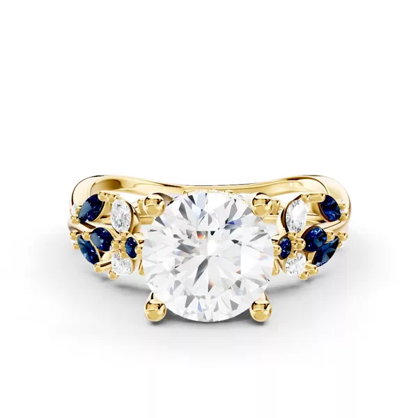 Butterfly And Bee Vine Twist Lab Sapphire Ring