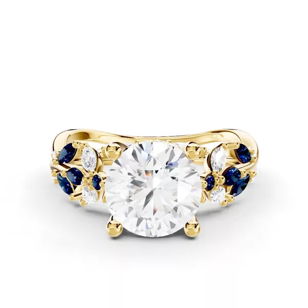 Butterfly And Bee Vine Twist Lab Sapphire Ring