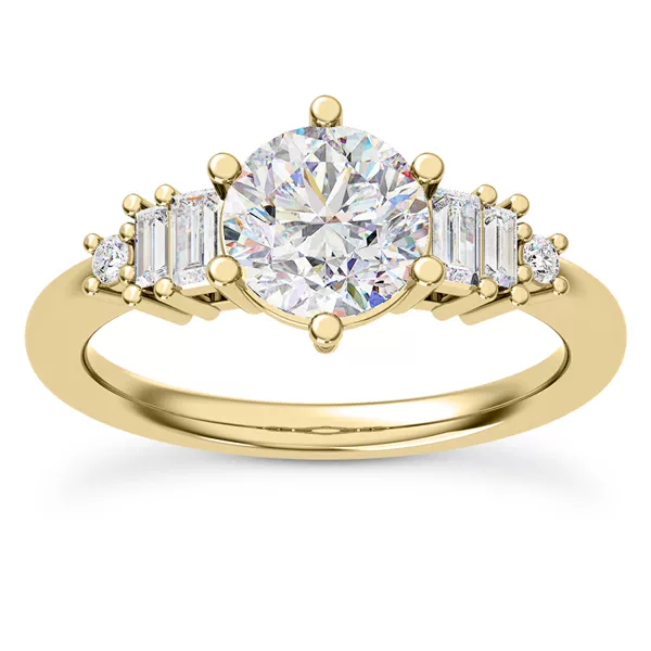 Tia Graduated Baguette And Round Diamond Engagement Ring