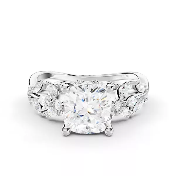Butterfly And Bee Vine Twist Lab Engagement Ring With 1.01 Carat Cushion Diamond