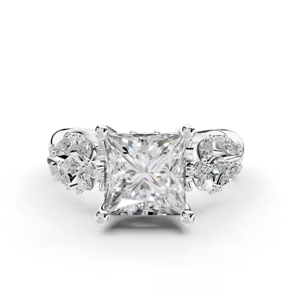 Butterfly And Bee Vine Twist Lab Engagement Ring With 1.8 Carat Princess Diamond