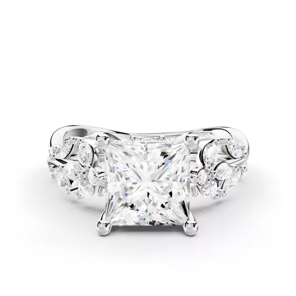 Butterfly And Bee Vine Twist Lab Engagement Ring With 1.01 Carat Princess Diamond