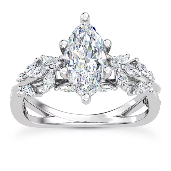 Butterfly And Bee Vine Twist Lab Engagement Ring With 1.01 Carat Marquise Diamond
