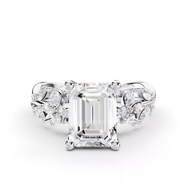 Butterfly And Bee Vine Twist Lab Engagement Ring With 1 Carat Emerald Diamond