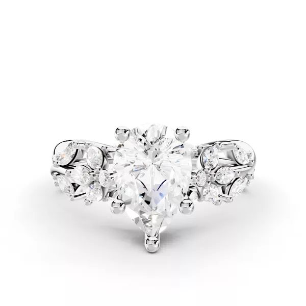 Butterfly And Bee Vine Twist Lab Engagement Ring With 1 Carat Pear Diamond