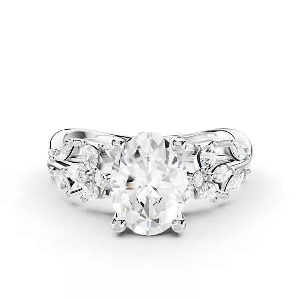 Butterfly And Bee Vine Twist Lab Engagement Ring With 1.01 Carat Oval Diamond