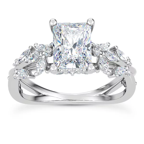 Butterfly And Bee Vine Twist Lab Engagement Ring With 1.19 Carat Radiant Diamond