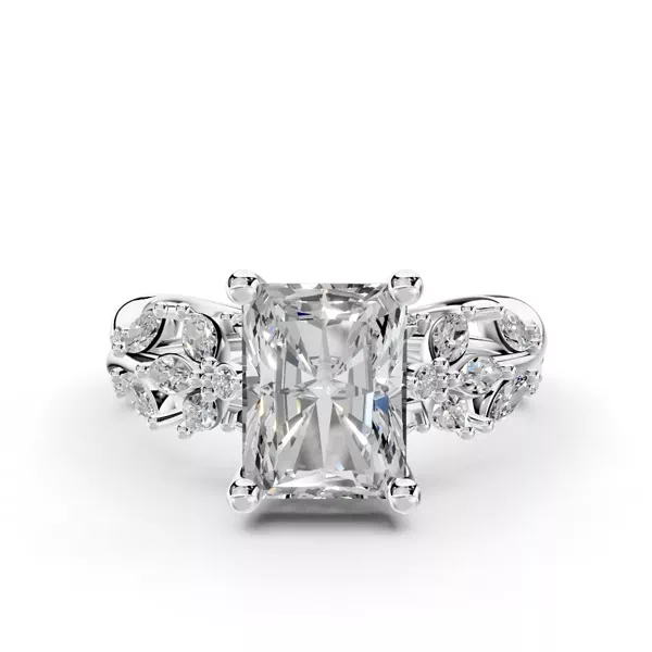 Butterfly And Bee Vine Twist Lab Engagement Ring With 1.02 Carat Radiant Diamond