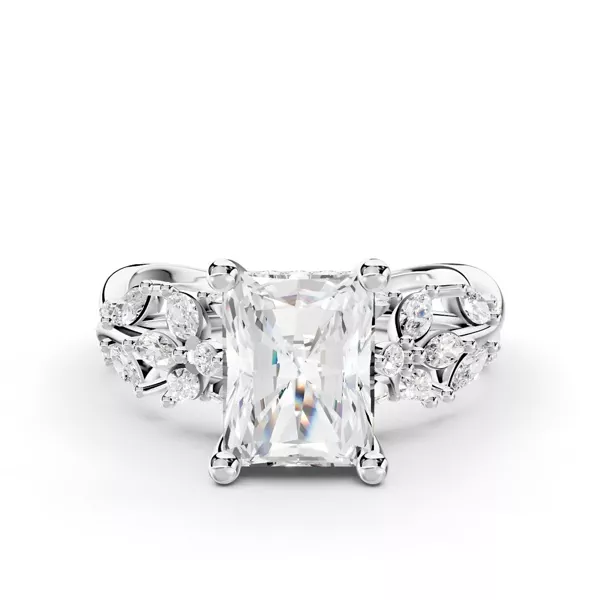 Butterfly And Bee Vine Twist Lab Engagement Ring With 1.19 Carat Radiant Diamond
