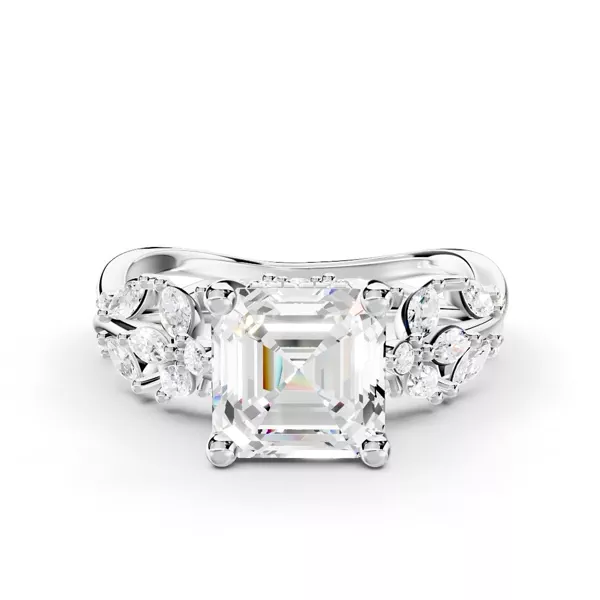 Butterfly And Bee Vine Twist Lab Engagement Ring With 1 Carat Asscher Diamond