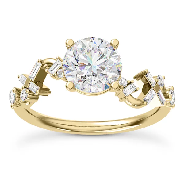 Myra Round And Baguette Winding Diamond Engagement Ring