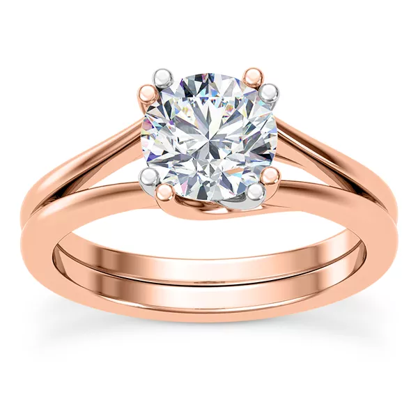 Tori Double Prong Mixed-Metal Hidden Halo Engagement Ring