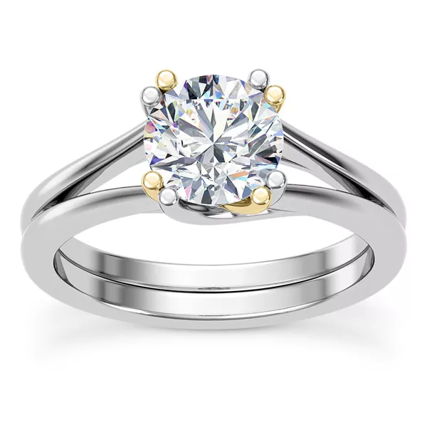 Tori Double Prong Mixed-Metal Hidden Halo Engagement Ring