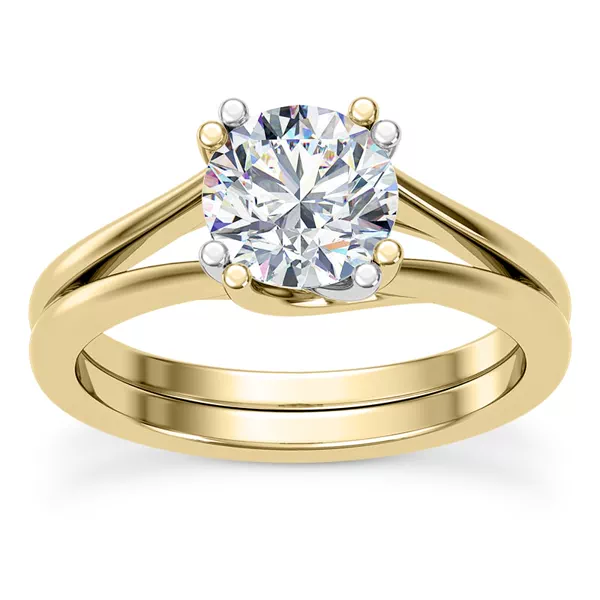 Tori Double Prong Mixed-Metal Hidden Halo Engagement Ring