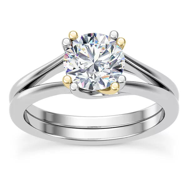 Tori Double Prong Mixed-Metal Hidden Halo Engagement Ring