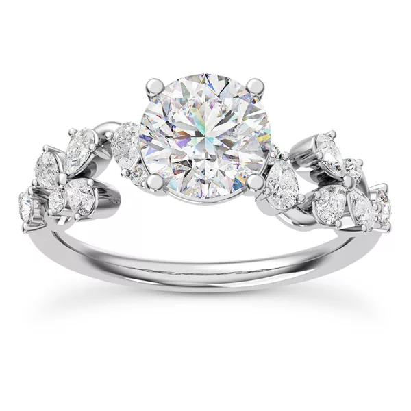 Olga Pear and Round Lab Diamond Winding Engagement Ring