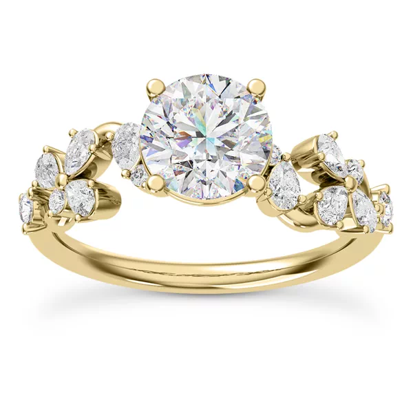 Olga Pear and Round Lab Diamond Winding Ring
