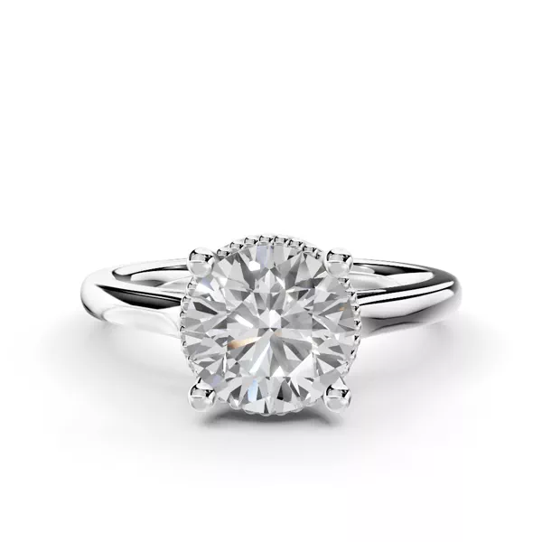 Ravenna Milgrain Halo Solitaire Ring (1.8mm)