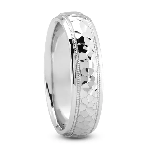 Ari Hammered and Milgrain Band(7mm)