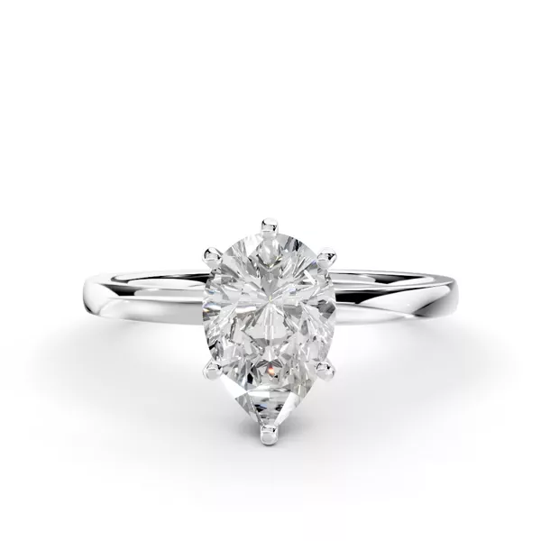 Boda Six Prong 1.5mm Comfort Fit Engagement Ring With 1.04 Carat Pear Diamond