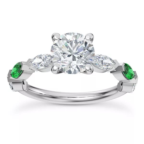 Viridi Diamond And Emerald Engagement Ring