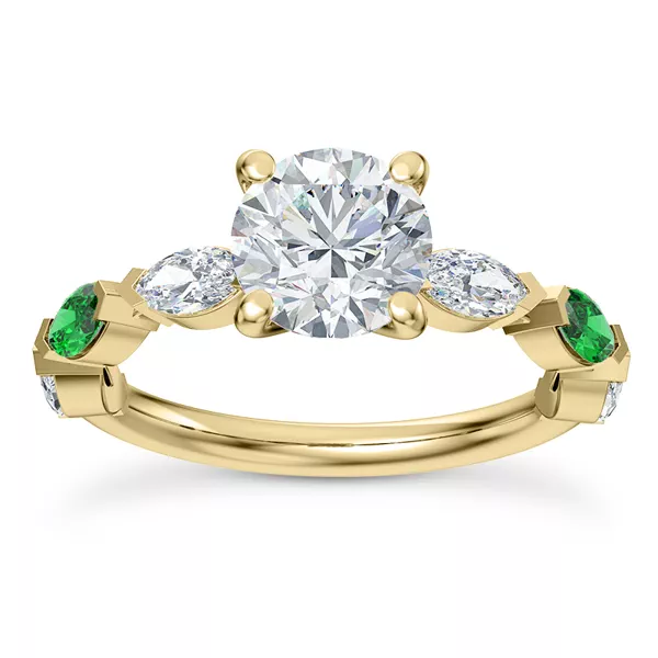 Viridi Diamond And Emerald Engagement Ring