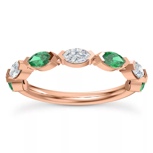 Viridi Diamond And Emerald Band