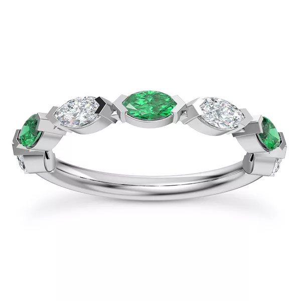 Viridi Diamond And Emerald Band