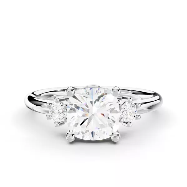 Marni Petite Three-Stone Engagement Ring With 1.91 Carat Cushion Diamond