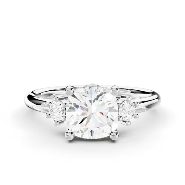 Marni Petite Three-Stone Engagement Ring With 1 Carat Cushion Diamond