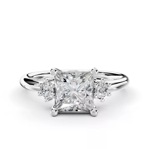 Marni Petite Three-Stone Engagement Ring With 1.8 Carat Princess Diamond