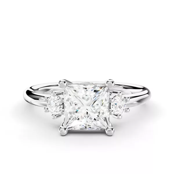 Marni Petite Three-Stone Engagement Ring With 1.8 Carat Princess Diamond