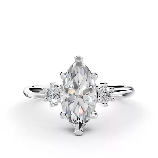 Marni Petite Three-Stone Engagement Ring With 1.01 Carat Marquise Diamond