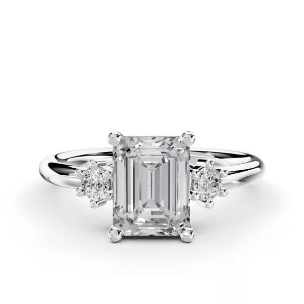 Marni Petite Three-Stone Engagement Ring With 1.01 Carat Emerald Diamond