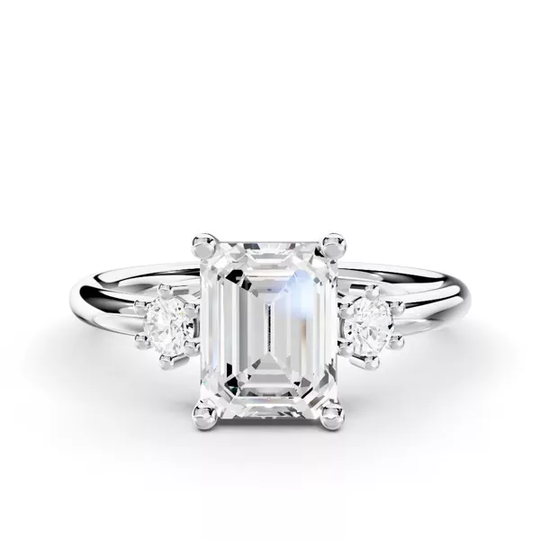 Marni Petite Three-Stone Engagement Ring With 1 Carat Emerald Diamond