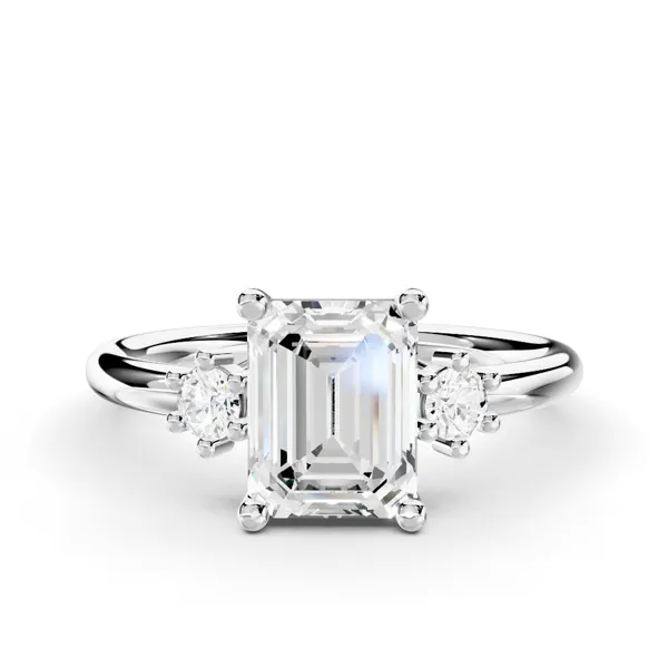Marni Petite Three-Stone Engagement Ring With 1.01 Carat Emerald Diamond